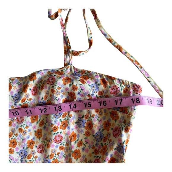 Topshop Floral Top Tie Strap Cami Tank Orange Pink Ditsy Flowers Blouse US 12 - Picture 7 of 8